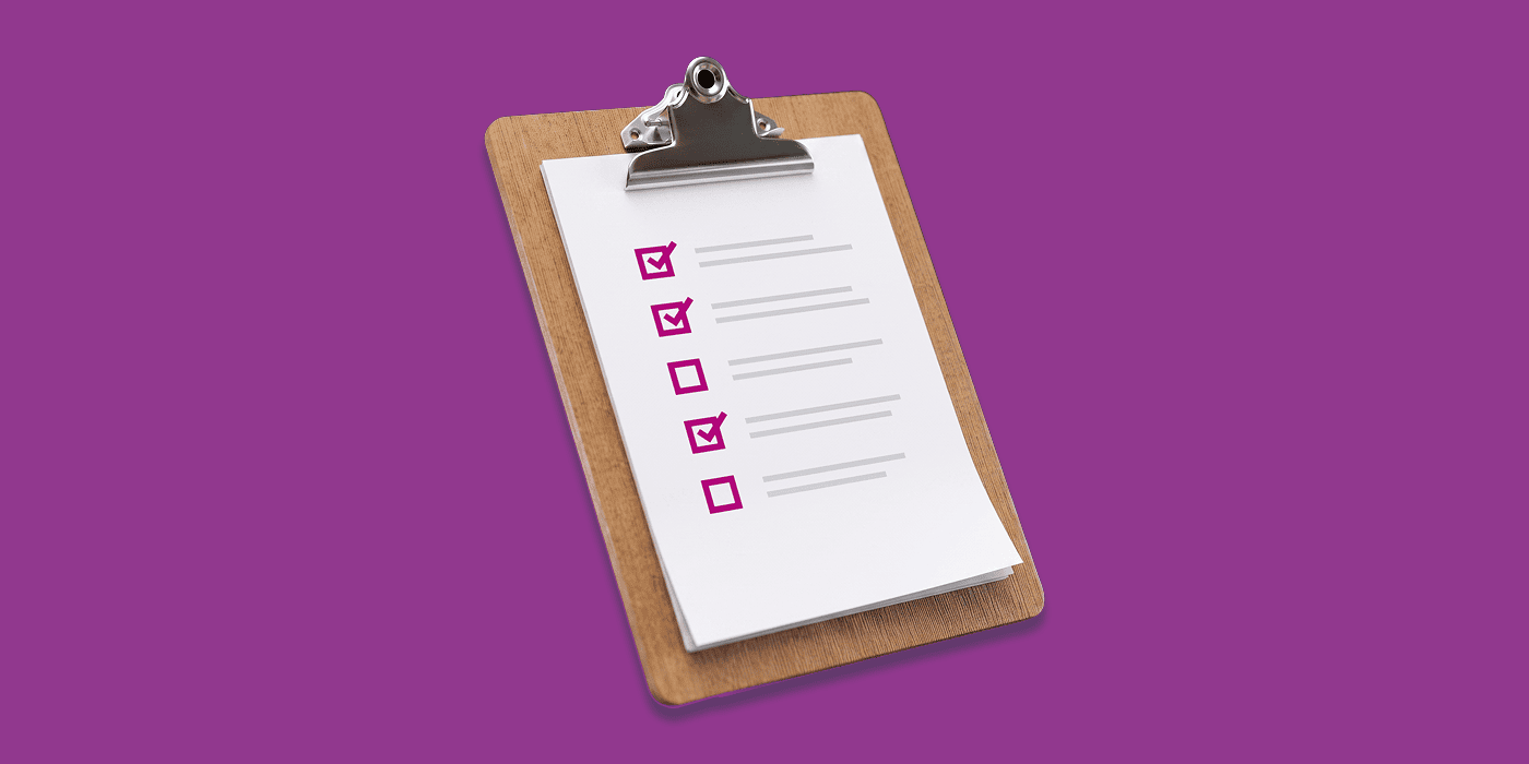 Image of clipboard on purple background