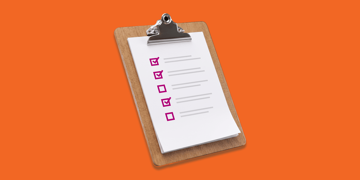 Image of clipboard on orange background