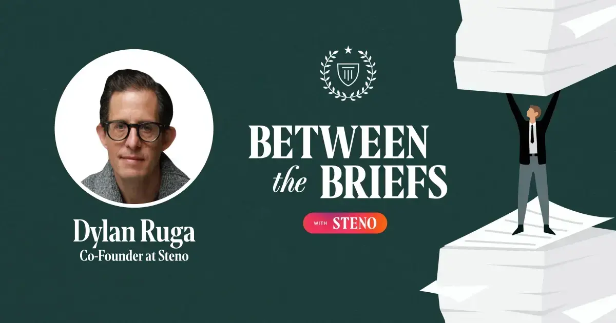 Between the Briefs episode overview with headshot of guest Dylan Ruga