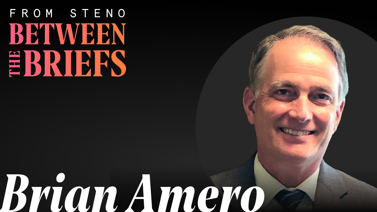 Between the Briefs title card with headshot of guest Brian Amero