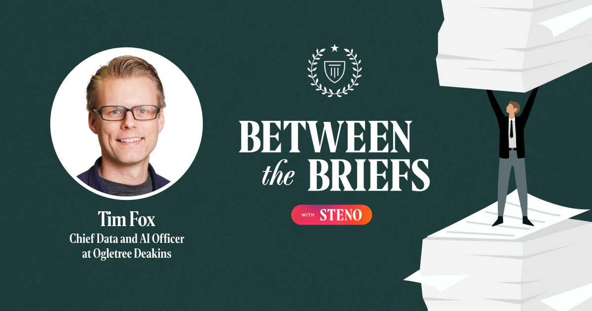 Between the Briefs title card with headshot of guest Tim Fox