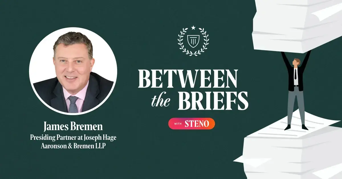 Between the Briefs episode overview with headshot of guest James Bremen