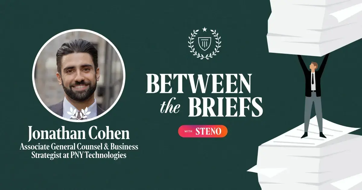 Between the Briefs episode overview with headshot of guest Jonathan Cohen