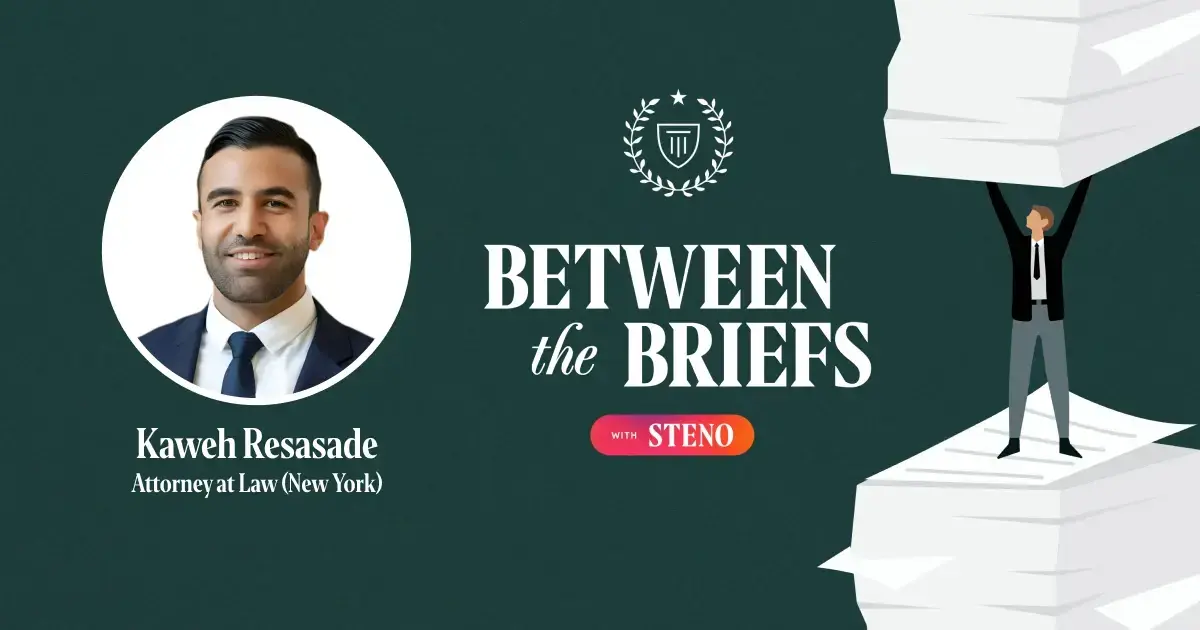 Between the Briefs episode overview with headshot of guest Kaweh Resasade