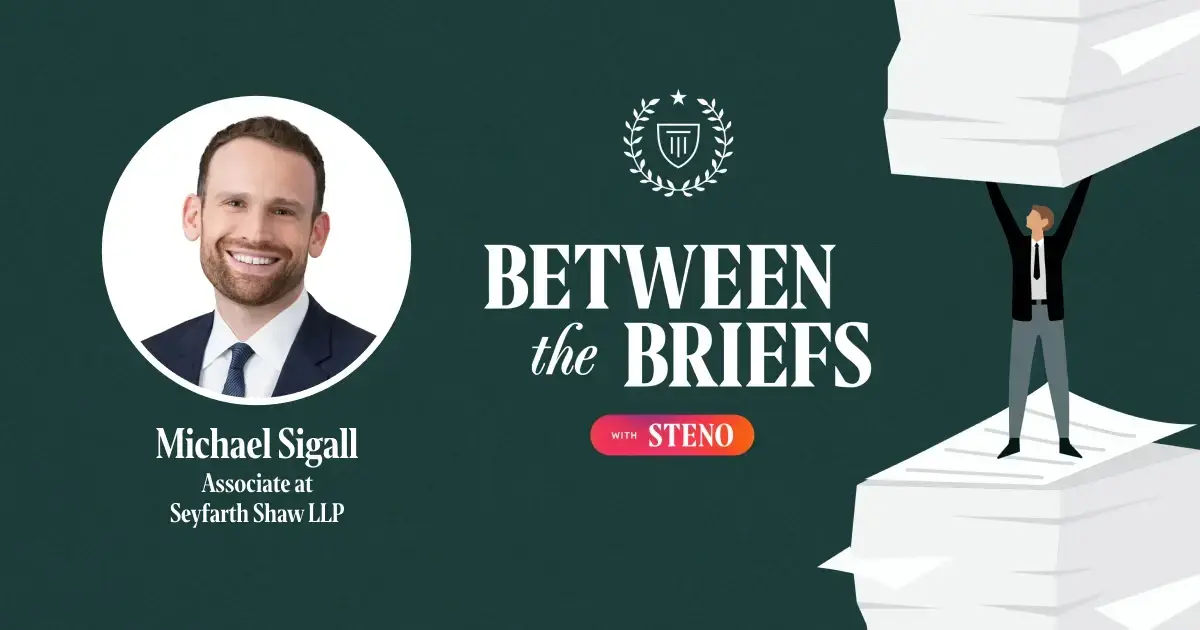 Between the Briefs episode overview with headshot of guest Michael Sigall