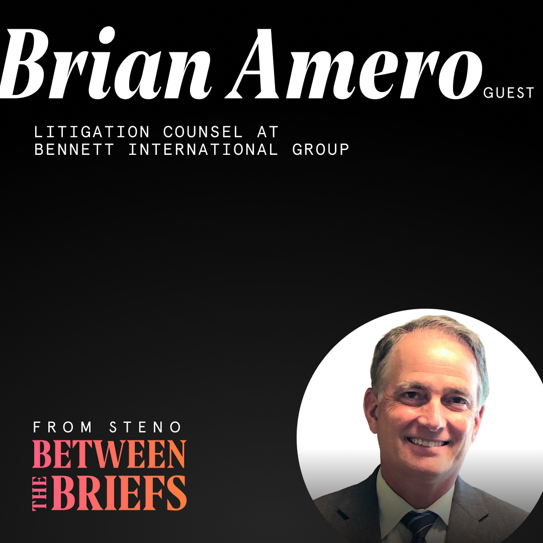 Between the Briefs title card with headshot of guest Brian Amero