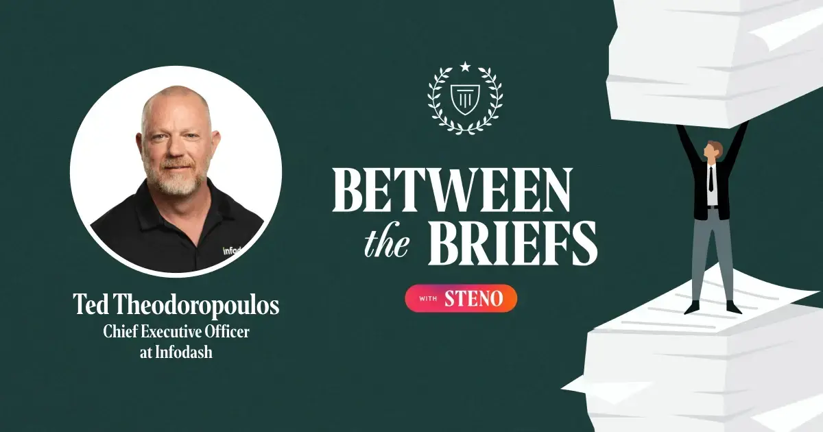 Between the Briefs episode overview with headshot of guest Ted Theodoropoulos