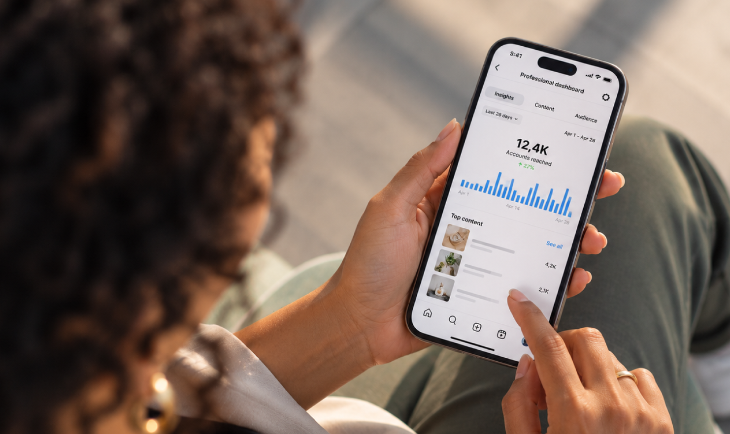Woman scrolling on her smartphone, promoting a CLE offered through Lawline